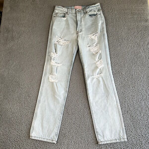Revice Jeans Women's 29 Blue Straight‎ Distressed Y2K Style High Rise Button Fly